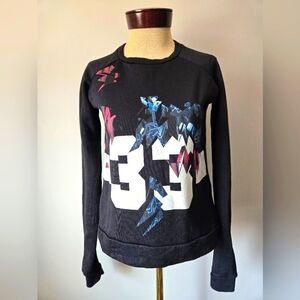 IRO LIMITED EDITION spring 2014 Black Crewneck Sweatshirt with Artistic Design.